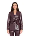 Tahari Asl Womens Long Sleeve Belted Jacket Mid Rise Full Length Pants In Purple