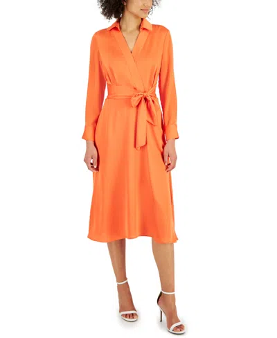 Tahari Asl Midi Dress In Orange