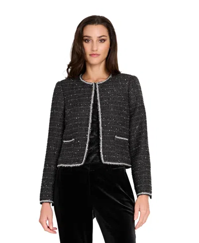 Tahari Asl Women's Long Sleeves Boucle Rhinestone Jacket In Multi