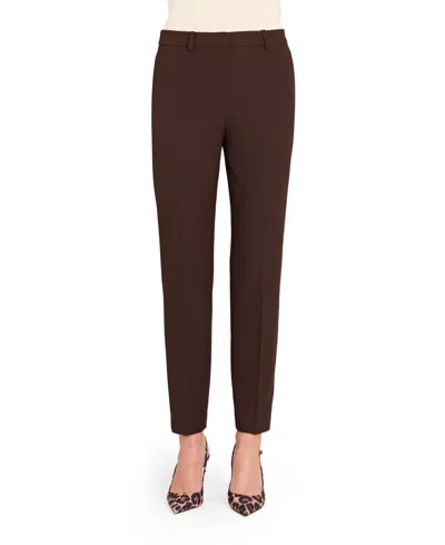 Tahari Asl Women's Mid-rise Ankle-length Pants, Regular & Petite In Brown