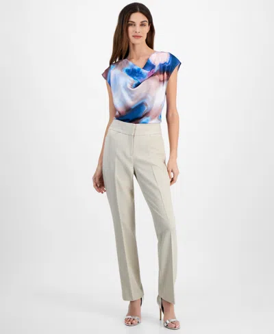 Tahari Asl Women's Mid-rise Flare-leg Pants In Oatmeal