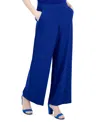 Tahari Asl Plus Size One Button Blazer Knit Top Wide Leg Pants In Cobalt