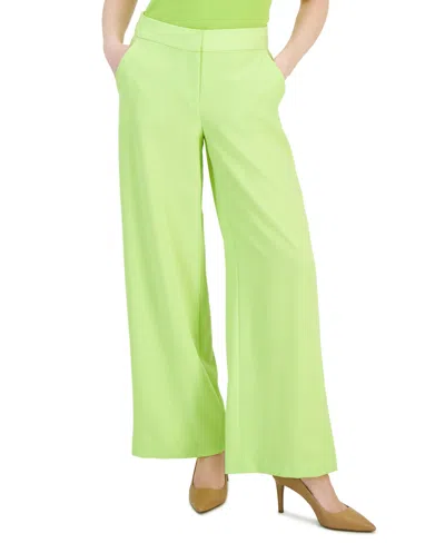 Tahari Asl Women's Mid-rise Wide-leg Career Pants In Lime