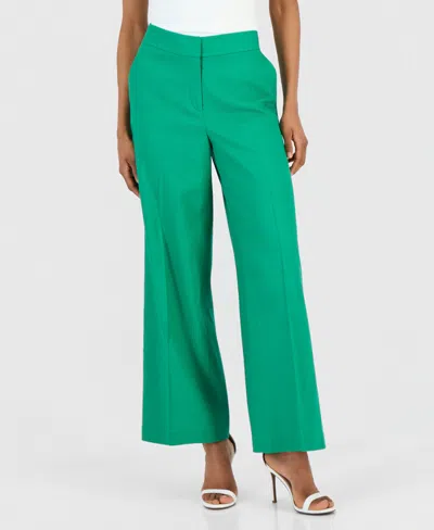 Tahari Asl Women's Mid-rise Wide Leg Pants In Green
