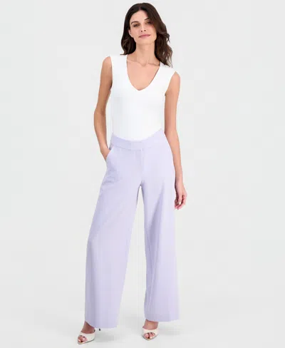 Tahari Asl Women's Mid-rise Wide Leg Pants In Purple