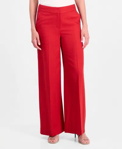 Tahari Asl Women's Mid-rise Wide Leg Pants In Red
