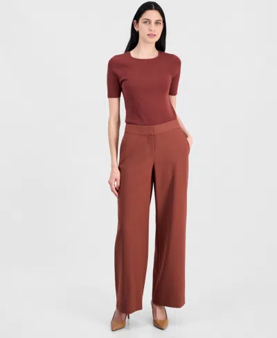 Tahari Asl Women's Mid-rise Wide-leg Pants In Brown