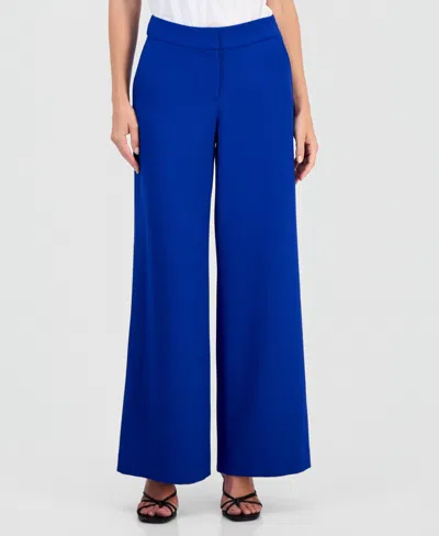 Tahari Asl Women's Mid-rise Wide-leg Pants In Blue