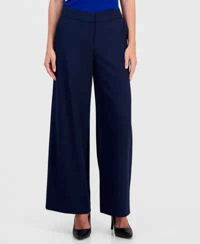 Tahari Asl Women's Mid-rise Wide-leg Pants In Blue