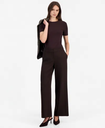 Tahari Asl Women's Mid-rise Wide-leg Pants In Espresso