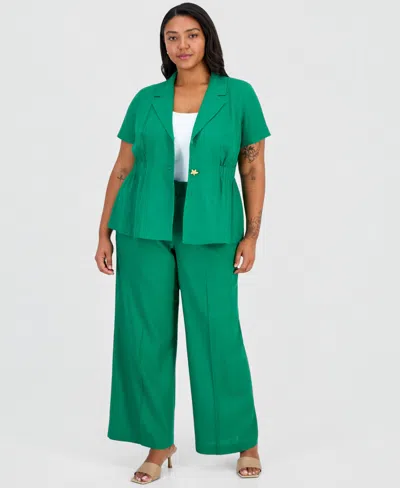 Tahari Asl Women's Mid-rise Wide-leg Pants In Green
