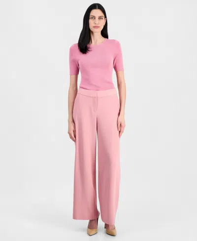 Tahari Asl Women's Mid-rise Wide-leg Pants In Pink