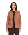 Tahari Asl One-button Faux Suede Jacket In Brown