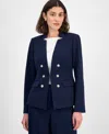 Tahari Asl Faux Double Breasted Jacket In New Navy