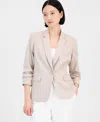 Tahari Asl Women's Notched Collar Convertible Elastic Sleeve One-button Blazer In Sand