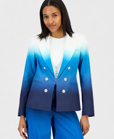 Tahari Asl Women's Ombre Faux-double-breasted Blazer In Blue