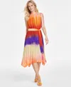 Tahari Asl Womens Ombre Sleeveless Midi Dress In Orange Multi