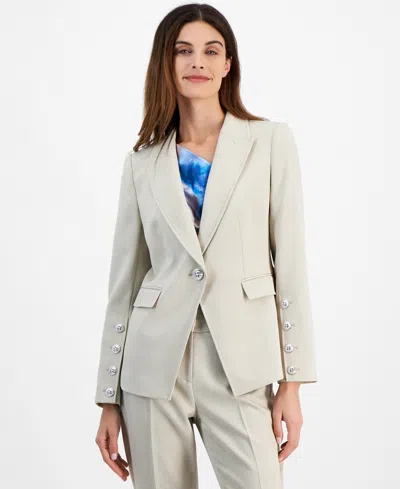 Tahari Asl One-button Blazer In Oatmeal