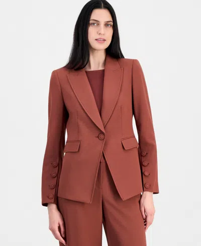 Tahari Asl Women's One-button Peak-lapel Blazer In Brown