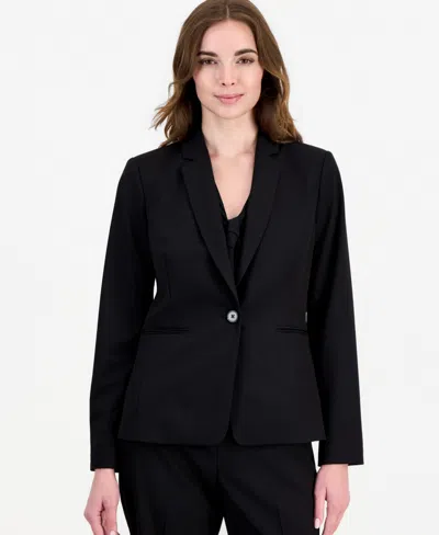 Tahari Asl Women's One-button Short Shoulder-padded Blazer In Black