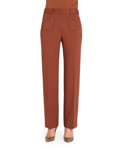 Tahari Asl Women's Patch Pockets Flare Pants, Regular & Petite In Brown