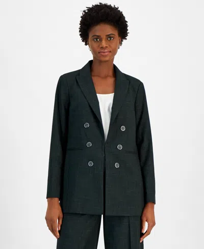 Tahari Asl Women's Peak-lapel Boyfriend Blazer In Spruce