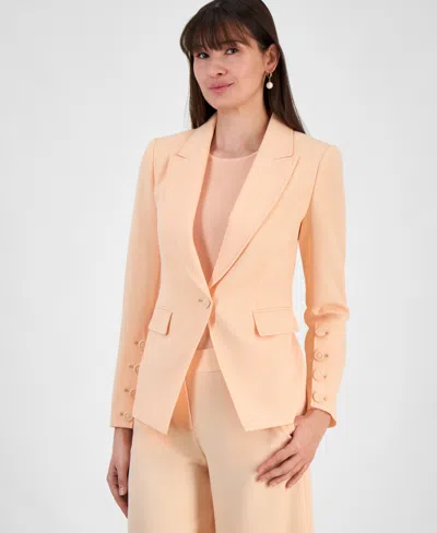 Tahari Asl Women's Peak-lapel Button-cuff Jacket, Regular & Petite In Deep Navy
