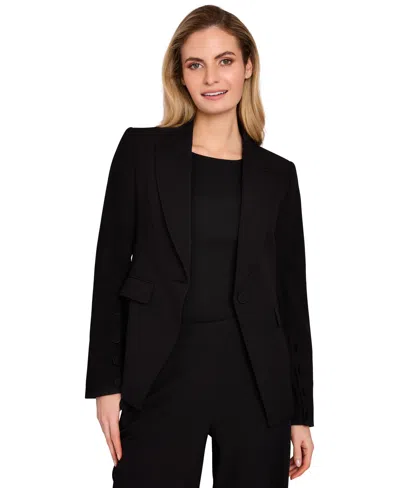 Tahari Asl Women's Peak-lapel Button-cuff Jacket, Regular & Petite In Black