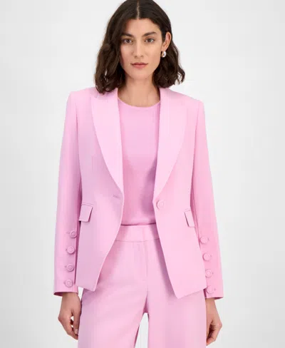 Tahari Asl Women's Peak-lapel Button-cuff Jacket, Regular & Petite In Pink Macaroon