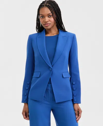 Tahari Asl Women's Peak Lapel One-button Jacket In Blue