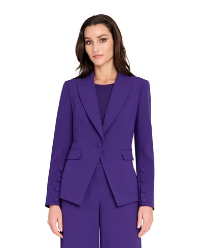 Tahari Asl Women's Peak Lapel One-button Jacket In Purple