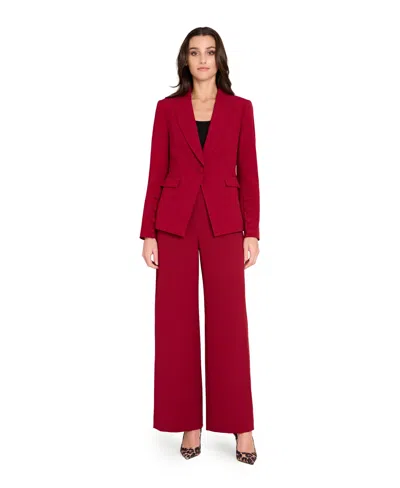 Tahari Asl Women's Peak Lapel One-button Jacket In Red