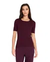 Tahari Asl Women's Petite Fine-rib Crewneck Sweater T-shirt In Purple