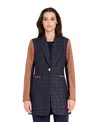 Tahari Asl Women's Plaid One-button Jacket In Blue