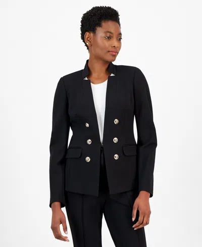Tahari Asl Women's Ponte Faux Double-breasted Jacket In Black