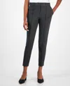 Tahari Asl Seamed Front Stretch Ponte Pants In Heather Grey
