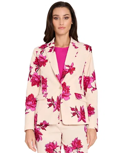 Tahari Asl Women's Printed Long-sleeve Blazer In Multi