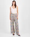 Tahari Asl Geo Print Wide Leg Satin Pants In Multi