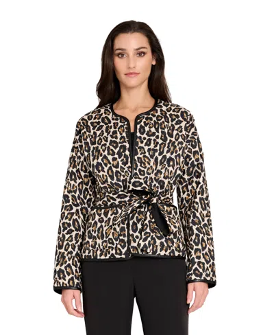 Tahari Asl Women's Quilted Reversible Jacket In Animal Print