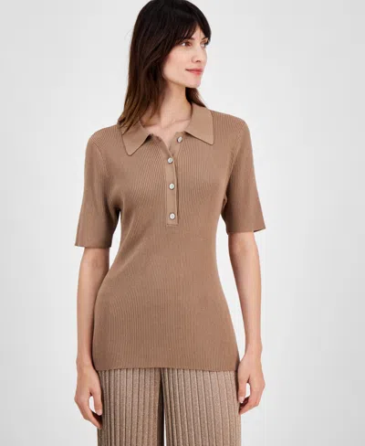 Tahari Asl Rib Polo In Latte
