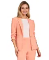 Tahari Asl Ruched Sleeve Blazer In Salmon