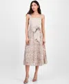 Tahari Asl Sequin Soutache Satin Cocktail Dress In Champagne
