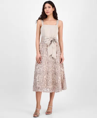Tahari Asl Women's Satin & Soutache Sequin Midi Dress In Champagne