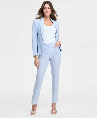 Tahari Asl Women's Seersucker Flared Ankle Pants In Blue,white