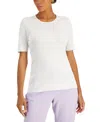 Tahari Asl Women's Crewneck Short-sleeve T-shirt Sweater In Ivory