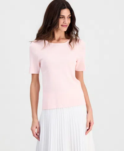 Tahari Asl Women's Short-sleeve Sweater T-shirt In Pink