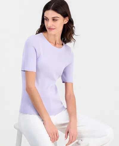 Tahari Asl Women's Short-sleeve Sweater T-shirt In Purple