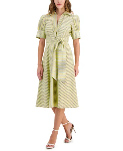 Tahari Asl Women's Short-sleeve Tie-waist Midi Dress In Lemonade,b