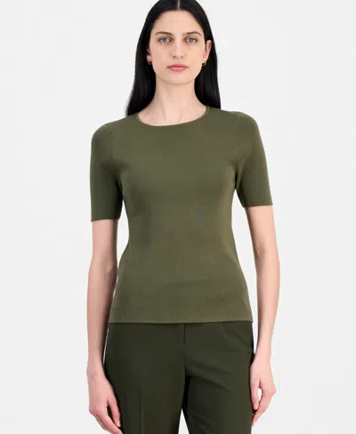 Tahari Asl Women's Short-sleeve Sweater T-shirt In Green