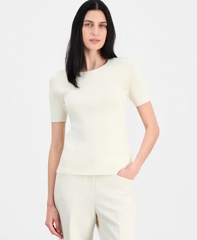 Tahari Asl Women's Short-sleeve Sweater T-shirt In Neutral